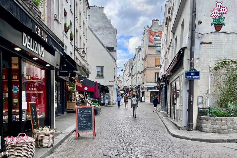 Rue Mouffetardis in the Latin quarter and a pedestrian street