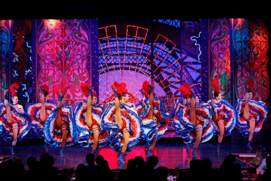 Cabarets in Paris are a must visit. The Cancan in in the Moulin Rouge is world famous