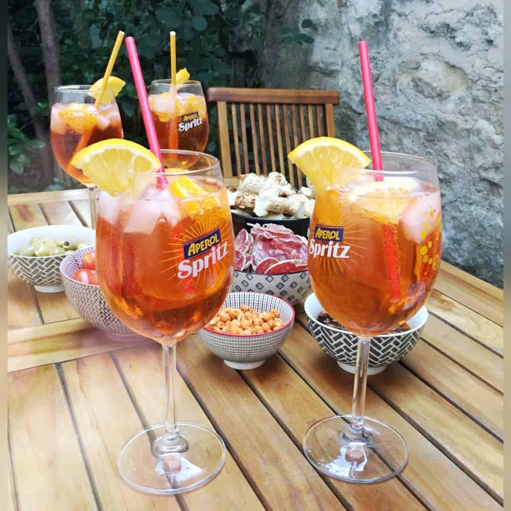 Aperol Spritz with Snacks as a French Aperitif