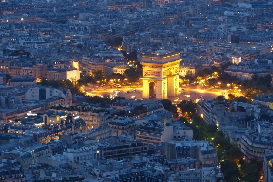 The Arc de triomphe by night