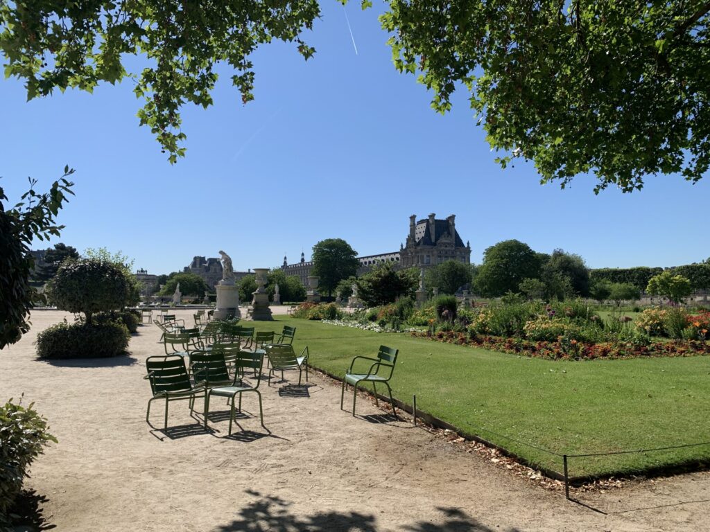 Metal chairs in the Tuileries in Paris