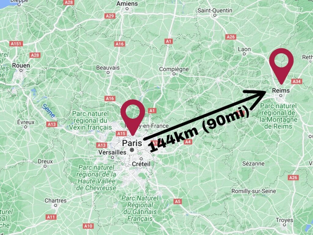 distance paris to reims