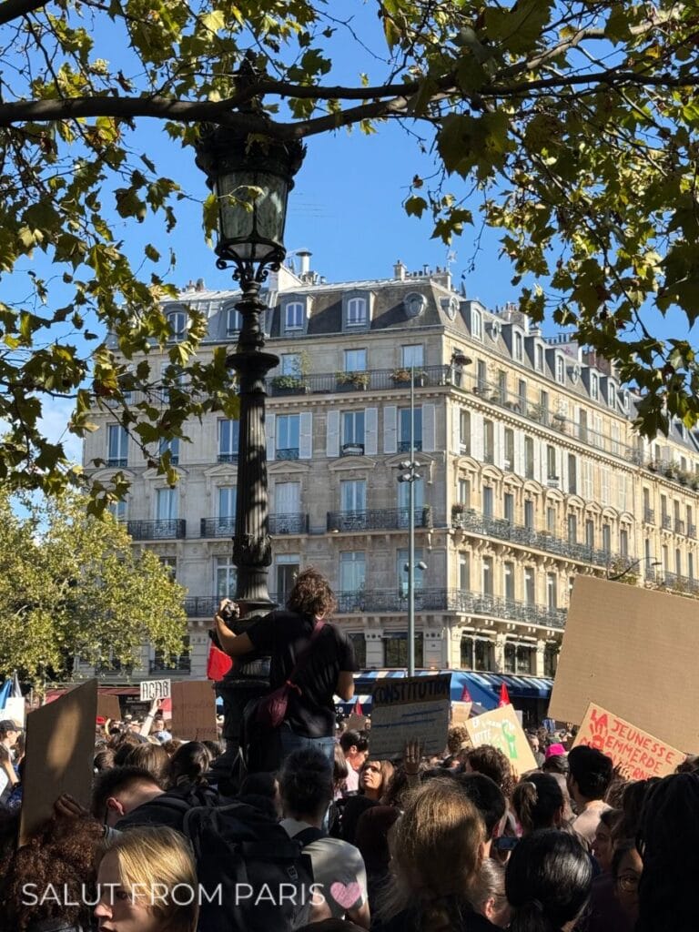 many people gathered at place de la République to protest against the state of the public school system.